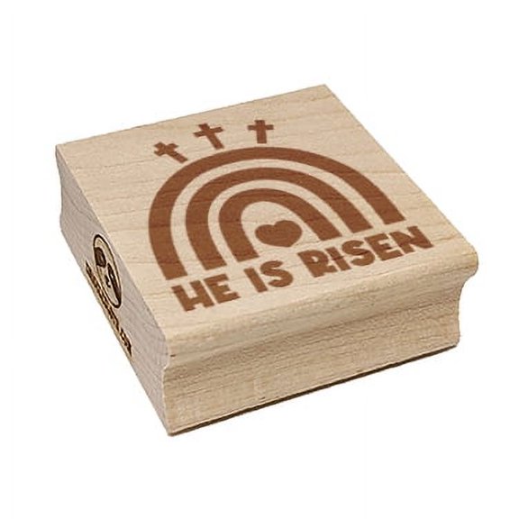 Easter Rainbow He is Risen Three Crosses Square Rubber Stamp Stamping Scrapbooking Crafting - Large 2.75in