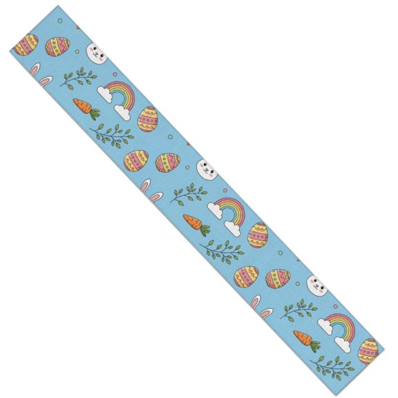 Easter and Rainbows Blue Pattern Table Runner,Kitchen Dining Table Decoration for Home Party Decor,13.8"x90" Heat Resistant,Wrinkle-Free,Machine Washable