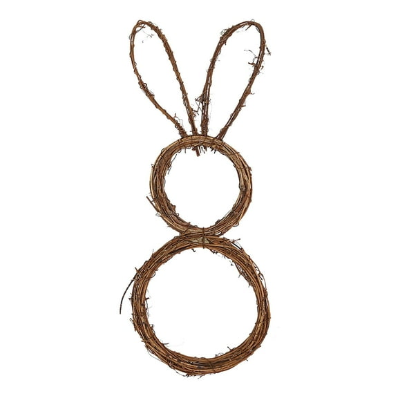 Easter Rattan Circle Bunny Wreath Shaped Vine Branch DIY Craft Wreath For Front Door Wall Holiday Decor