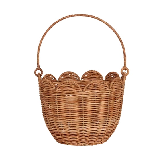Easter Rattan Woven Basket with Handle Home Storage for Hunt Spring Party Gift and Holiday Decor