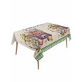 thumbnail image 1 of Easter Rectangle Tablecloth, Green Gnomes Eggs Flowers Purple Truck Plaid Waterproof & StainResistant Tablecloth, Washable Oil-proof Table Cover for Dining/Party/Wedding/Camping/Buffet 60x120 In, 1 of 9