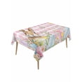 thumbnail image 1 of Easter Rectangle Tablecloth, Spring Rabbit Eggs Nature Botanicals Pink Plaid Waterproof & StainResistant Tablecloth, Washable Oil-proof Table Cover for Dining/Party/Wedding/Camping/Buffet 60x120 In, 1 of 9