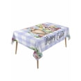 thumbnail image 1 of Easter Rectangle Tablecloth, Watercolor Gnomes Eggs Daisy Flower Light Purple Plaid Waterproof & StainResistant Tablecloth, Washable Oil-proof Table Cover for Dining/Party/Wedding/Buffet 54x108 In, 1 of 9