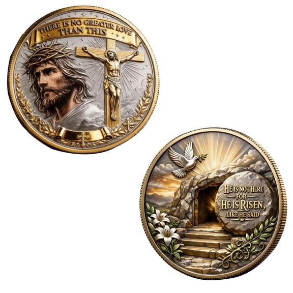 Easter Religious Commemorative Coin, Jesus Christ Collectible Token, Spiritual Religious Keepsake Coin for Easter Holiday Gift Church Souvenir Home Decor