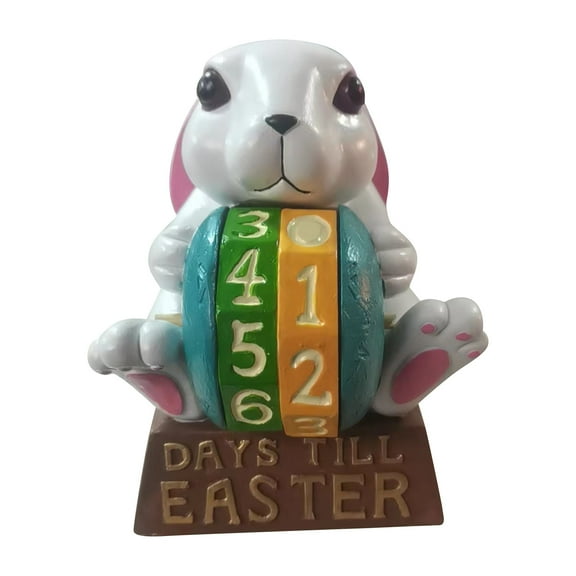 Easter Resin Bunny Countdown Calendar 7.87Inch, Home Office Easter Decor, Easter Basket Stuffers