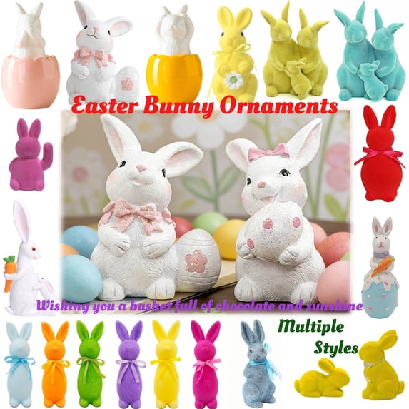 Easter Resin Bunny Figurine, Cute White Rabbit Embracing Easter Egg Statue, Hand-Painted Animal Ornament for Home Decor, Festive Centerpiece for Tabletop, Shelf, and Mantel Display
