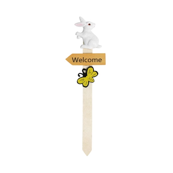Easter Resin Rabbit Welcome Sign – Wooden Plaque for Potted Plants, Doorways, or Garden Décor, Cute Spring Ornament for Indoor & Outdoor Festive Display