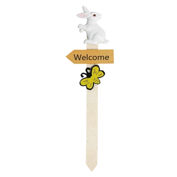 Easter Resin Rabbit Wooden Welcome Yard Sign For Festival Outdoor Garden Patio Decoration