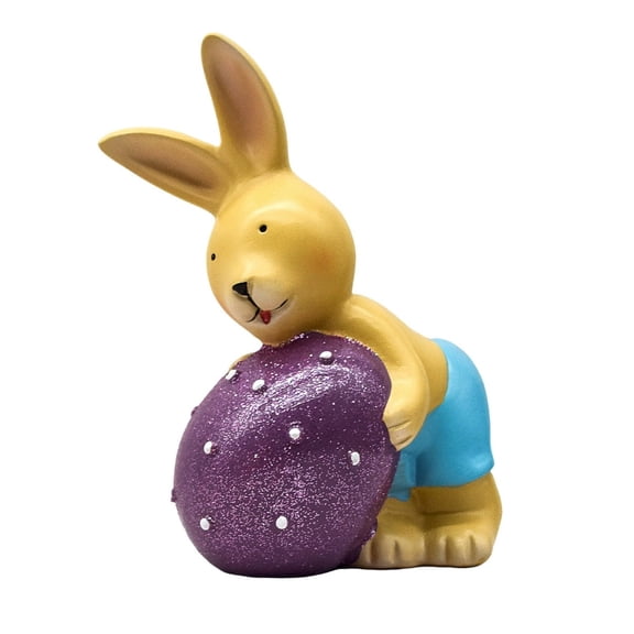 Easter Resin Resin Egg Rabbit Cartoon Rabbit Holding Decorative Eggs Courtyard Desktop Holiday Atmosphere