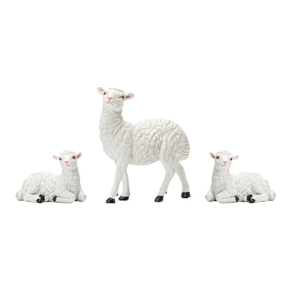 Easter Resin Sheep Figurine Set, 3-Piece Home Decor Set, Sheep Figurines for Bedrooms, Living Rooms, Display Cases, and Office Decorations