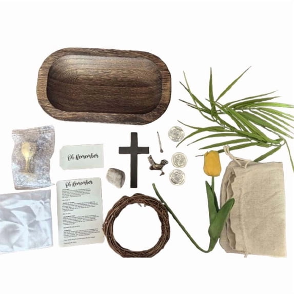 Easter Resurrection Kit, Oh Remember Keepsake Tray Set, Religious Easter Decor Tray, Inspirational Ornament for Home Office Desktop Decoration