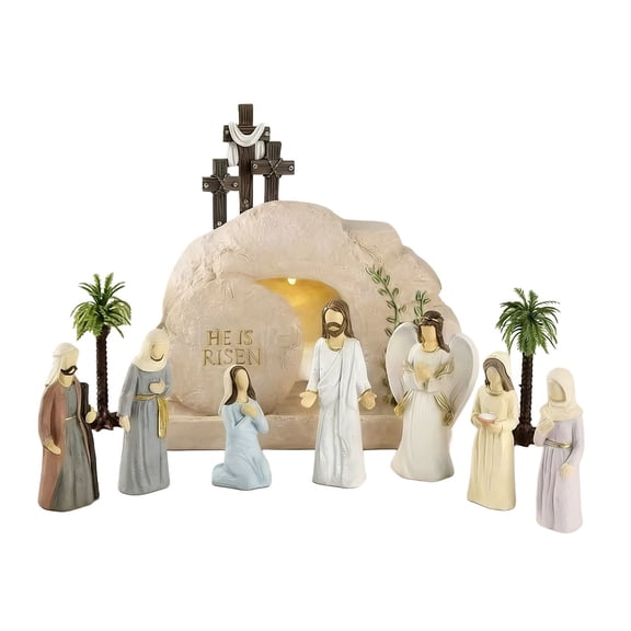 Easter Resurrection Scene Cross Table Decor,Easter Resin Openwork Ornament Depicts The Resurrection,Centerpieces Decor For Home Kitchen Holiday Decoration.