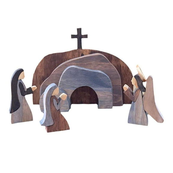 Easter Resurrection Scene Nativity Set Easter Wooden D3P7 Decor