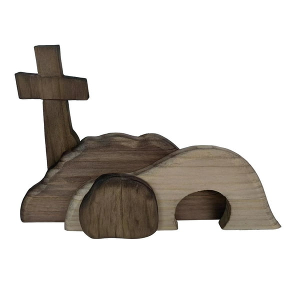 Easter Resurrection Scene Set - Wooden Tabletop Centerpieces - He Is Risen Decorations