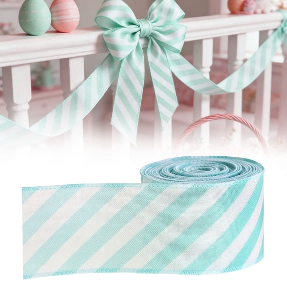 Easter Ribbon 1 Roll 5 Yards 2.5 Inches Spring Pastel Gingham Patterned Ribbon Colorful Buffalo Plaids Craft Fabric Ribbon For Gift Wreath Bow Making Diy Crafts Wrapping Supplies,V