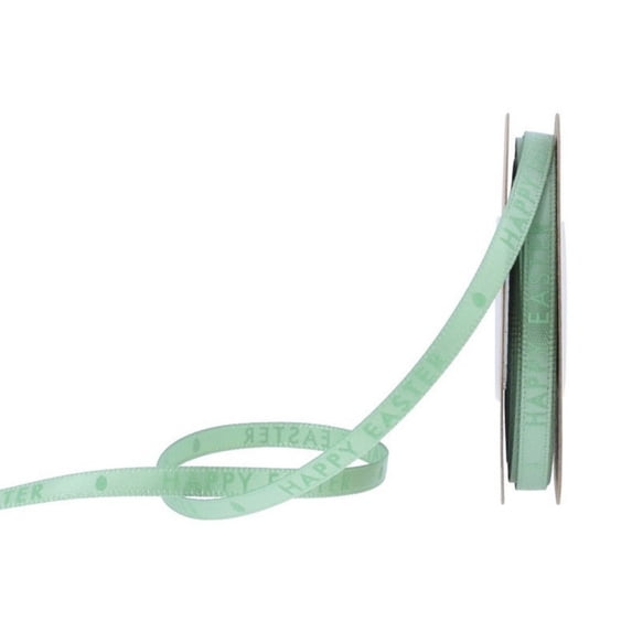 Easter Ribbon, Satin Bow Tie Ribbon for Easter Eggs Decorating, Cute Bunny Design, Mint Green Wrapping Ribbon, 0.5 x 900 cm