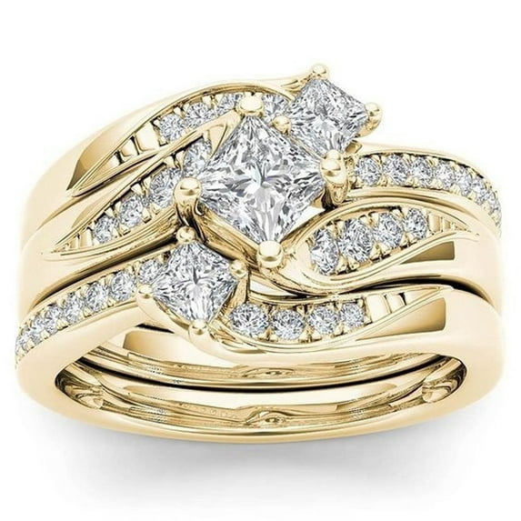 Easter Rings for Women 3-in-1 Fashion Lady Zirconia Set Accessories Engagement Easter Decor