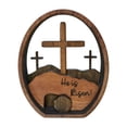 thumbnail image 1 of Easter He Is Risen Wooden Tabletop Ornament, Multi-Layer Cutout Cross Egg Shaped Wood Decor for Home, Desktop, Mantel and Spring Easter Festival Decoration, 1 of 5