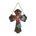 thumbnail image 1 of Easter He He Is Risen Wreath for Front Door Decor Religious Decoration Wooden Cross Door Sign Hanging Sign Christian Floral Decor for Party Supplies(Cross Style),C, 1 of 5