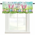 thumbnail image 1 of Easter Rod Pocket Curtain Valance, Spring Easter Eggs Bunny Butterflies Green Farmhouse Window Valance for Living Room, Bedroom, Kitchen 60"W x 18"L, 1 of 9