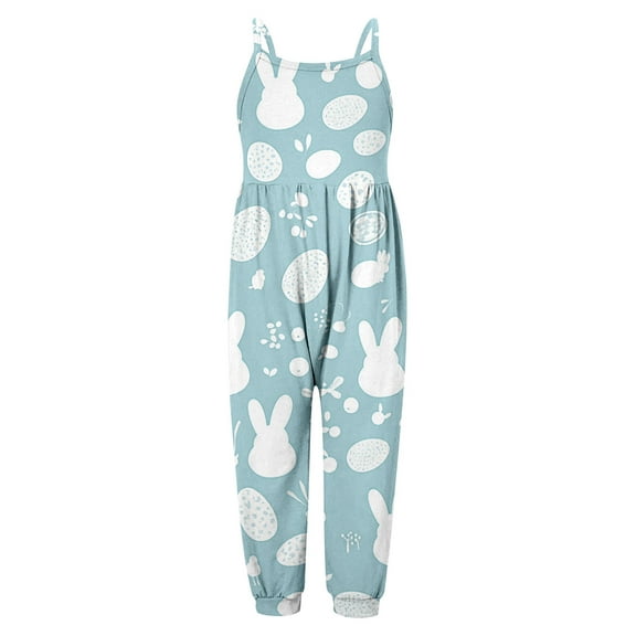 Easter Romper Girls Toddler Girl Jumpsuits Rompers Casual V Neck Strap Rompers with Pockets Girls Clothing Size 2T