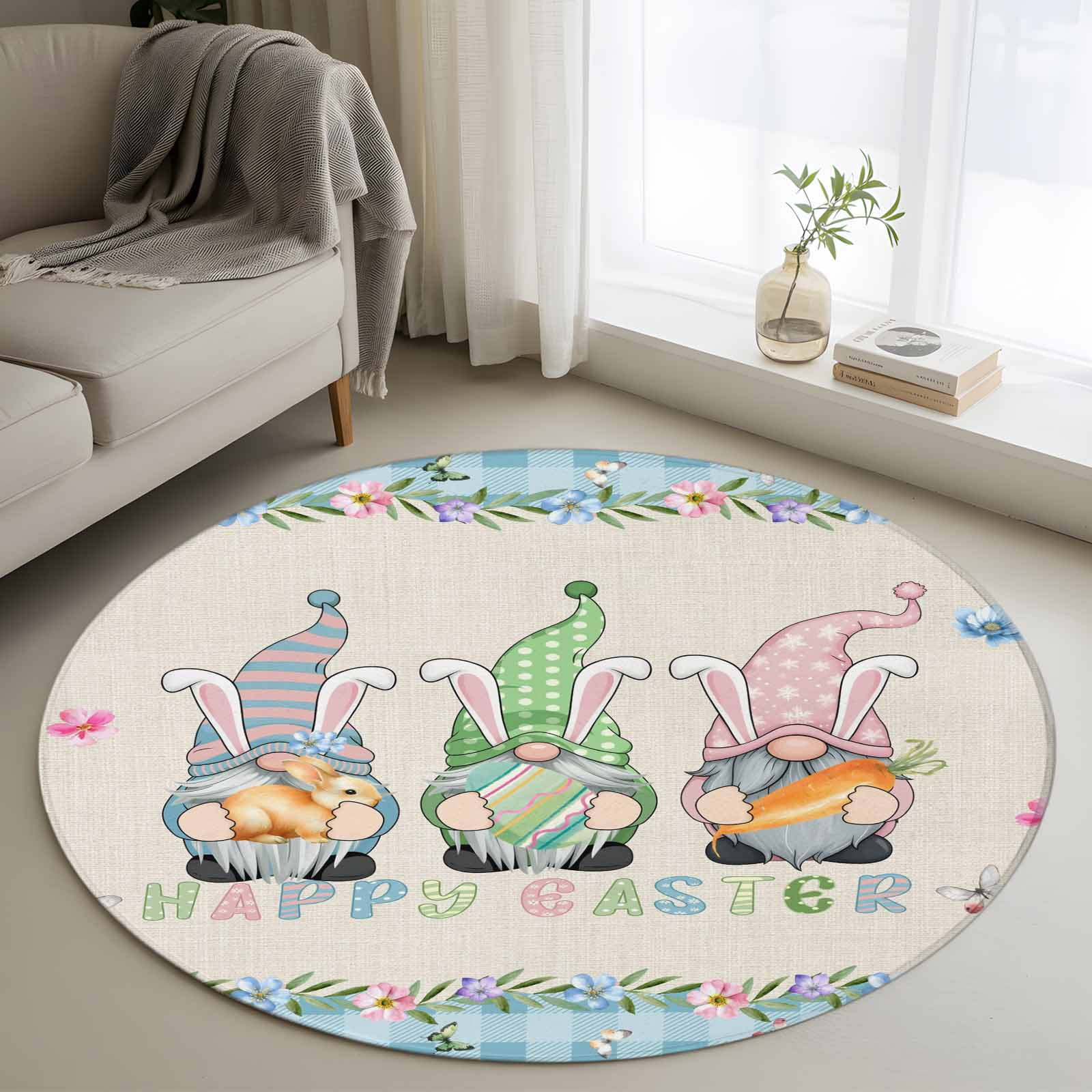 Easter Round Area Rug 3Ft Washable Small Circle Rugs for Kitchen ...