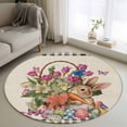 thumbnail image 1 of Easter Round Area Rug 3Ft Washable Small Circle Rugs for Kitchen Entryway, Vintage Spring Bunny Eggs Flowers Butterfly Plaid Non-Slip Carpet Floor Mats Indoor Outdoor Carpet Runner Home Decor, 1 of 8