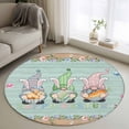 thumbnail image 1 of Easter Round Area Rug 4Ft Washable Circle Rugs for Bedroom Dining Room, Farmhouse Gnomes Rabbits Eggs Wooden Grain Non-Slip Carpet Floor Mats Indoor Outdoor Carpet Runner Aesthetic Home Decor, 1 of 8
