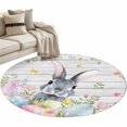 thumbnail image 1 of Easter Round Area Rugs Collection 3.3', Spring Bunny Colorful Eggs Plants Wooden Grain Non Slip Indoor Circular Throw Runner Rug Floor Mat Carpet for Living Room Dining Table Bedroom Nursery, 1 of 9