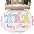 thumbnail image 1 of Easter Round Area Rugs Collection 7', Spring Polka Dot Bunny Pink Plaid Checkered Non Slip Indoor Circular Throw Runner Rug Floor Mat Carpet for Living Room Dining Table Bedroom Nursery, 1 of 9