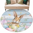 thumbnail image 1 of Easter Round Area Rugs Collection 8', Farmhouse Spring Rabbit Eggs Flowers Wooden Board Non Slip Indoor Circular Throw Runner Rug Floor Mat Carpet for Living Room Dining Table Bedroom Nursery, 1 of 9