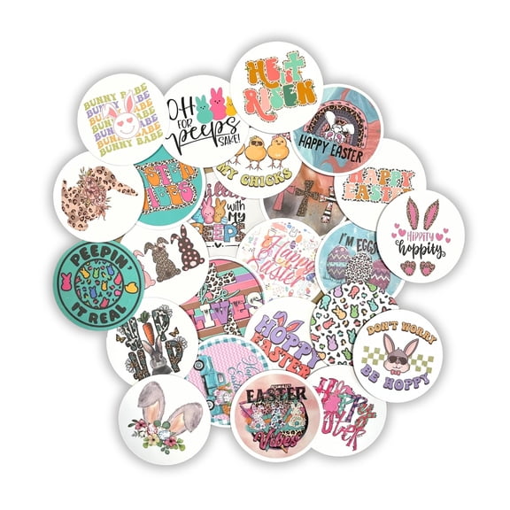 Easter Round Cardstock Freshie Cut Out Circles 3  24 pk Mixed  Bunny Peeple He is Risen Holiday Designs for Silicone Molds Circle for Resurrection Day Car Freshie