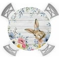 thumbnail image 1 of Easter Round Fitted Tablecloth with Elastic Floral Bunny Tablecloths Spring Flower Woof Grain Table Cover for Kitchen Dinner Holiday Party Picnic Indoor Outdoor Fits Tables up to 45"- 52" Diameter, 1 of 6