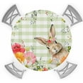thumbnail image 1 of Easter Round Fitted Tablecloth with Elastic Floral Bunny Tablecloths Spring Green Buffalo Plaid Table Cover for Kitchen Dinner Holiday Party Picnic Indoor Outdoor Fits Tables up to 45"- 52" Diameter, 1 of 6