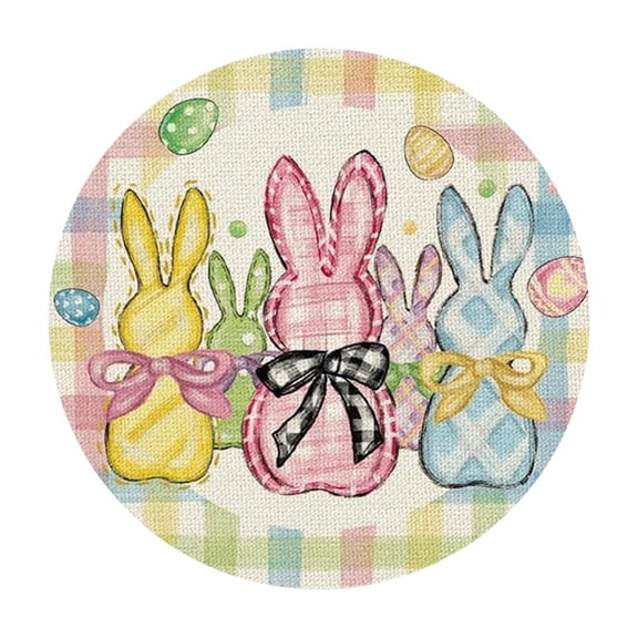 Easter Round Placemat Set of 1, 14.5 Inch Multicolor Polyester Table Mat for Holiday Dining, Washable Decorative Easter Table Setting for Kitchen, Party, Family Gatherings