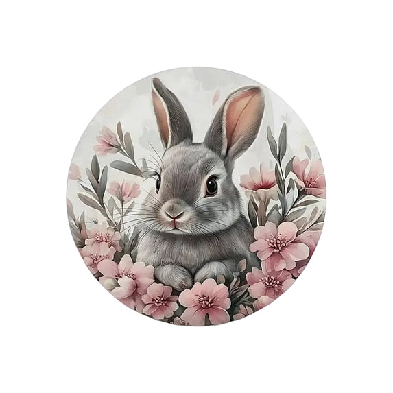 Easter Round Placemats Bunnys Flowers Spring Farmhouse Round Table Mats for Easter Party Dining Decoration