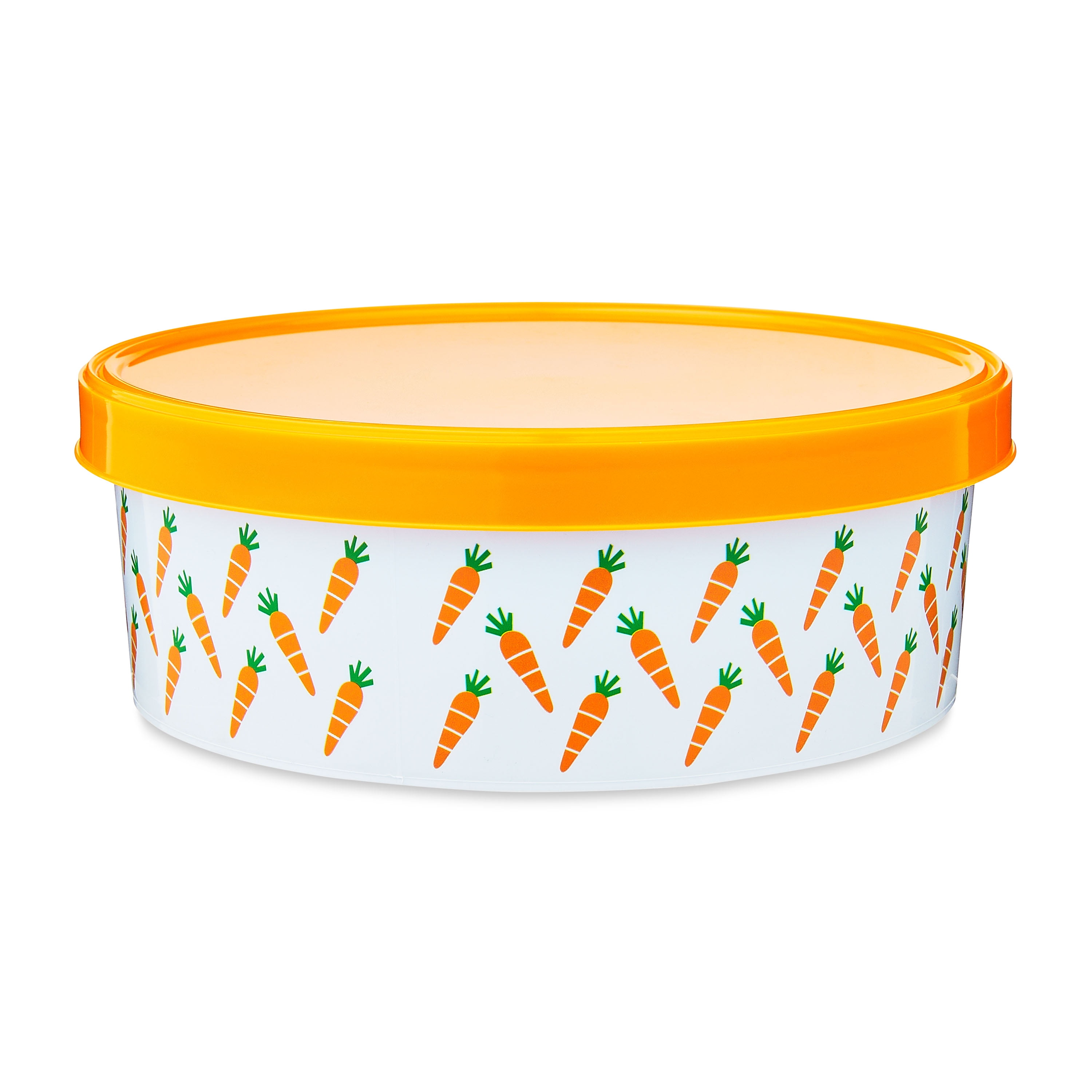 Easter Round Plastic Cookie Container, White, Carrots, 2.2 Qt, by Way