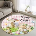 thumbnail image 1 of Easter Round Rug 3.3ft Washable Circle Entryway Rugs Non Slip Rabbit Sheep Eggs Butterfly Flowers Pink Grid Area Rug Indoor Floor Carpet for Bedroom Kitchen Living Room Home Office Dining Room, 1 of 8