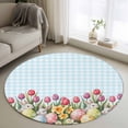 thumbnail image 1 of Easter Round Rug 3.3ft Washable Circle Entryway Rugs Non Slip Spring Bunny Colorful Eggs Tulip Flowers Blue Check Area Rug Indoor Floor Carpet for Bedroom Kitchen Living Room Home Office Dining Room, 1 of 8