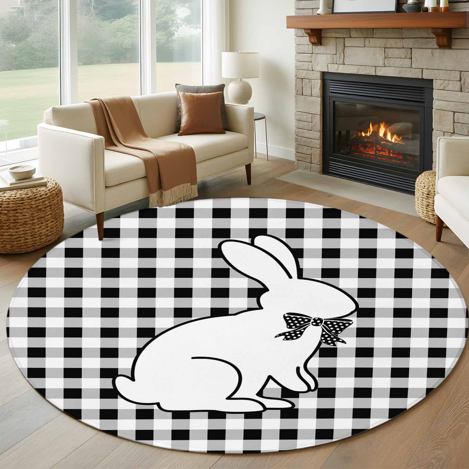 Easter Round Rug 6ft Washable Circle Kitchen Rugs Non Slip Farmhouse ...