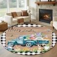thumbnail image 1 of Easter Round Rug 6ft Washable Circle Kitchen Rugs Non Slip Plaid Truck Eggs Bunny Floral Gnomes Wooden Large Area Rug Indoor Floor Carpet for Bedroom Living Room Home Office Dining Room Nursery, 1 of 1