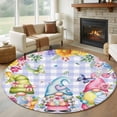thumbnail image 1 of Easter Round Rug 6ft Washable Circle Kitchen Rugs Non Slip Watercolor Gnomes Eggs Flowers Butterflies Purple Plaid Large Area Rug Indoor Floor Carpet for Bedroom Living Room Home Office Dining Room, 1 of 8