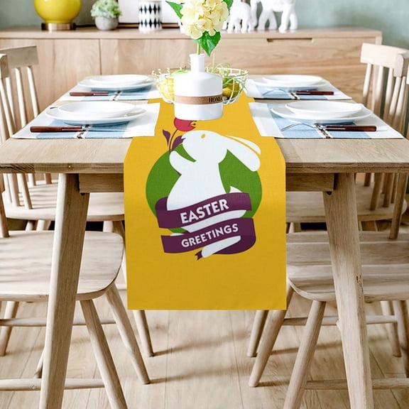 Easter Round Table Cloth,St Patricks Day Cotton Linen Table Runner 33x178CM, Clover Print for Dining Table Irish Decor
