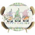 thumbnail image 1 of Easter Round Tablecloth, Fitted Table Cover with Elastic for 36"-44" Round Tables, Spring Gnomes Floral Bunny Eggs Green Lattice Table Cloth Outdoor Indoor Dinning Party Waterproof Tablecloths, 1 of 7