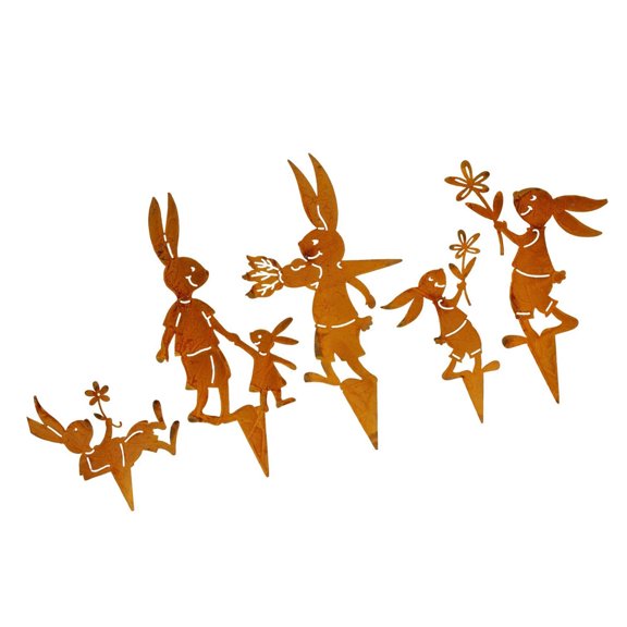 Easter Rusty Stake Rabbits Figurines Statue Tree with Lovely Appearance for Indoor and Outdoor Spaces Craft Supplies