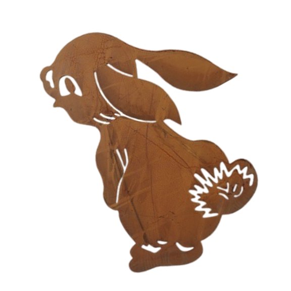 Easter Rusty Stake Rabbits Statue Tree with Realistic Rusted Rabbits for Home and Garden Enhancement