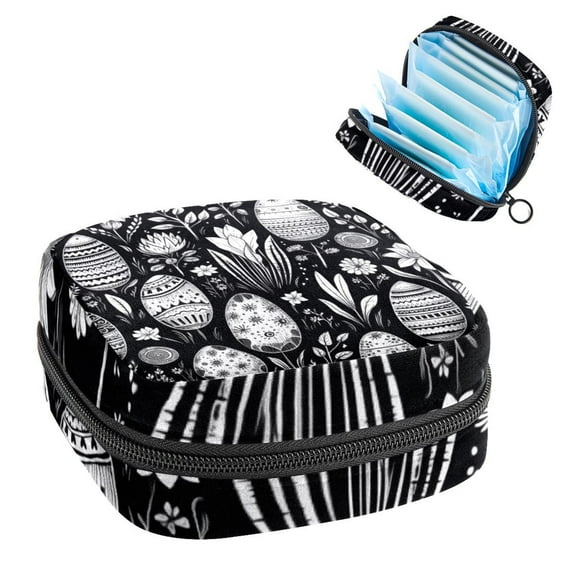 Easter Sanitary Napkin Bag Pad Bag Small Canvas Pouch Sanitary Napkin Receptacle Bags 4.7x6.6x6.6 in - Velvet, Sponge