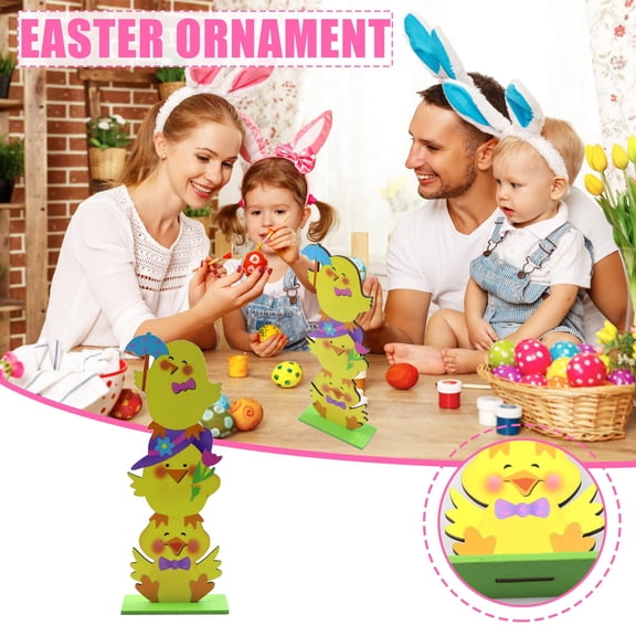 Easter Savings Clearance 2023! loopsun Easter Wooden Decorations Easter Wooden Party Scene Layout Decoration