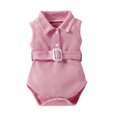 thumbnail image 1 of Easter Savings Clearance! Yievot Toddler Baby Girl Ribbed Romper With Belt Solid Sleeveless Casual Summer Jumpsuit Newborn Baby Girls Bodysuit Clothes Sets 0-24 Months, 1 of 1