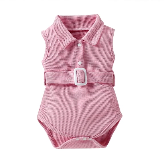 Easter Savings Clearance! Yievot Toddler Baby Girl Ribbed Romper With Belt Solid Sleeveless Casual Summer Jumpsuit Newborn Baby Girls Bodysuit Clothes Sets 0-24 Months